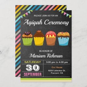 Invitation Cupcake Aqeeqah Cérémonie d'Aqiqah