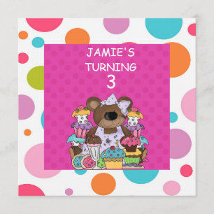 Invitation CUPCAKE & Bears GIRLS ANNIVERSAIRE