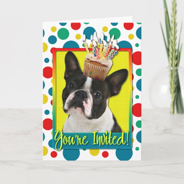 Invitation Cupcake - Boston Terrier (Front)