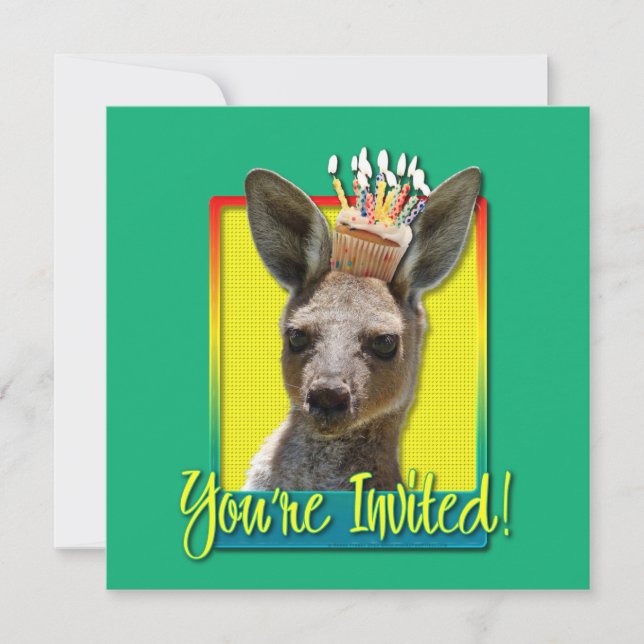 Invitation Cupcake d'anniversaire - Kangaroo (Devant)