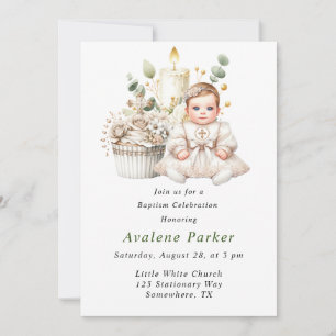 Invitation Cupcake de Croix Blanche avec Baptême de Fille