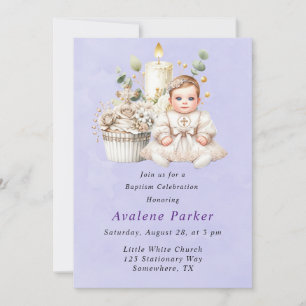 Invitation Cupcake de Croix Blanche avec Baptême de Fille