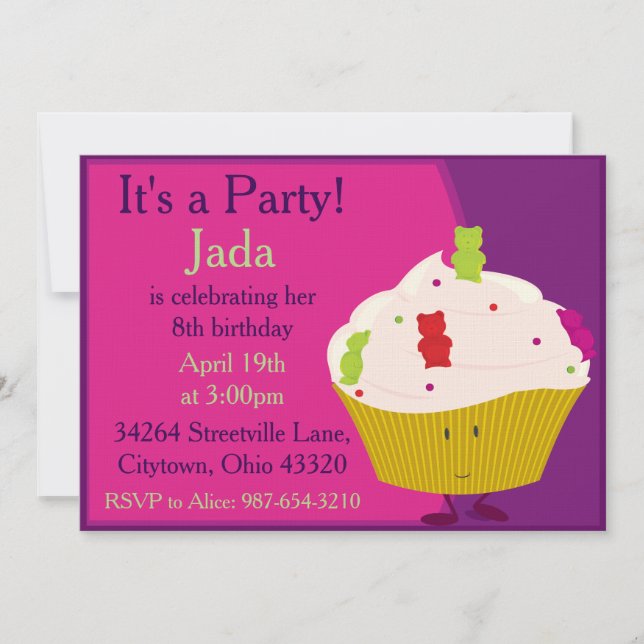 Invitation Cupcake de l'ours gommé (Devant)