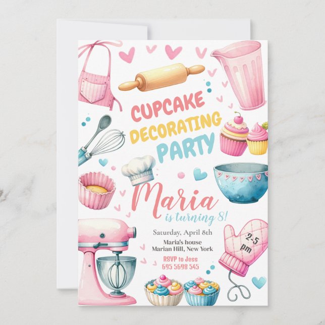 Invitation Cupcake Décoration fille Anniversaire de enfant In (Devant)