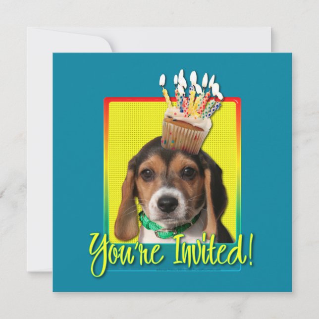 Invitation Cupcake d'invitation - Chiot Beagle - Chloe (Devant)