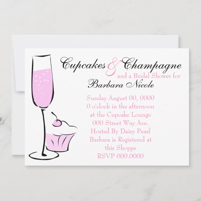 Invitation Cupcake et Champage (Devant)