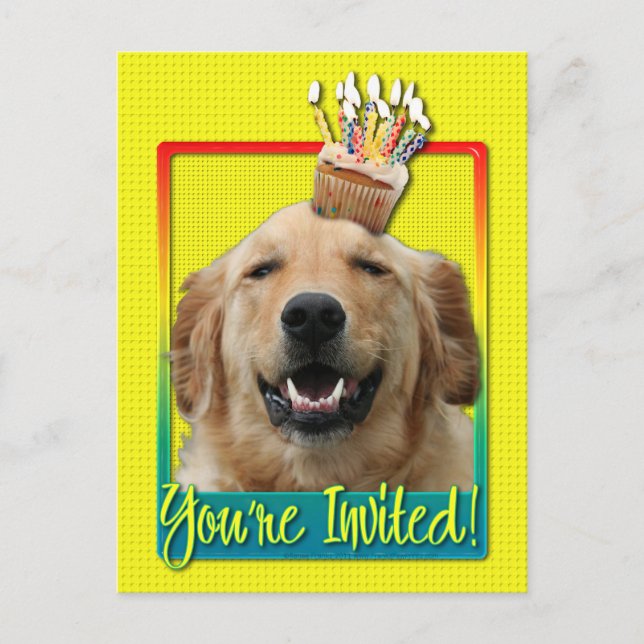 Invitation Cupcake - Golden Retriever - Mickey Postcard (Front)