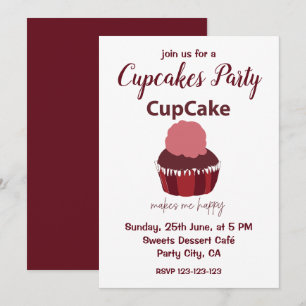 Invitation Cupcake Me Rend Heureux Fête de Cupcake