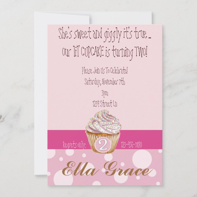Invitation Cupcake & Pois - 2e (Devant)