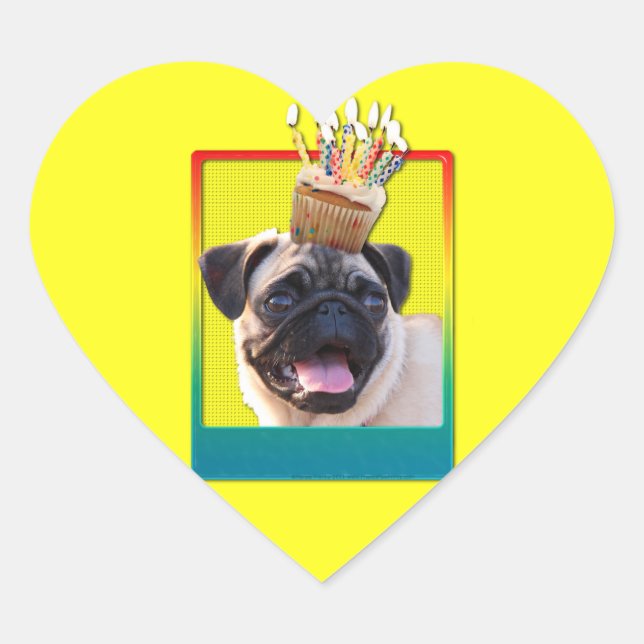 Invitation Cupcake - Pug Heart Sticker (Front)