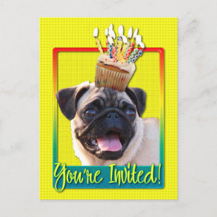 Invitation Cupcake - Pug Postcard