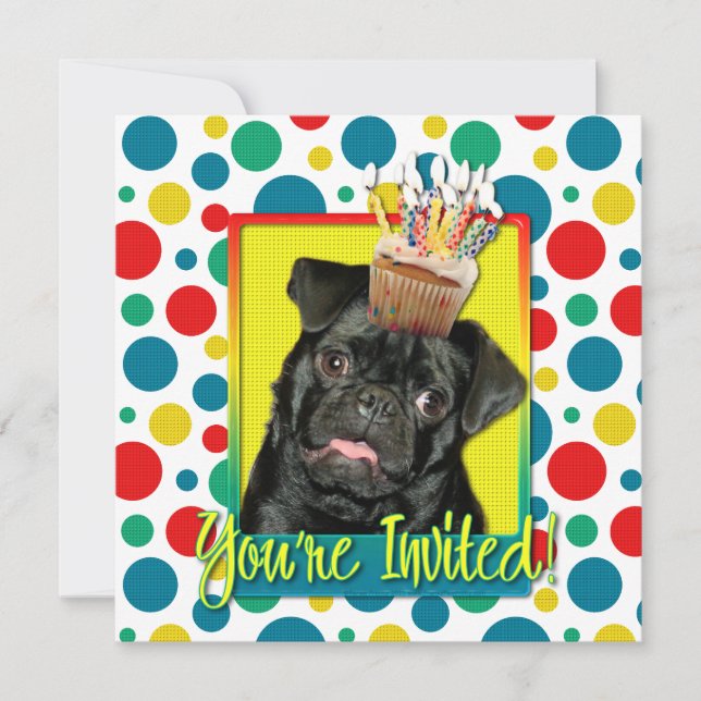 Invitation Cupcake - Pug - Ruffy (Front)