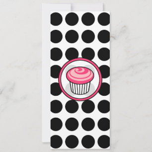Invitation Cupcake rose maigre invitation-Pois noirs