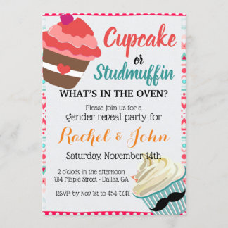Invitation Cupcake Stud Muffin Cute Baby shower personnalisé 