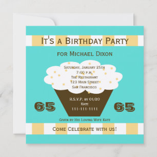 Invitation Cupcake sur Aqua 65e anniversaire de fête Invitati