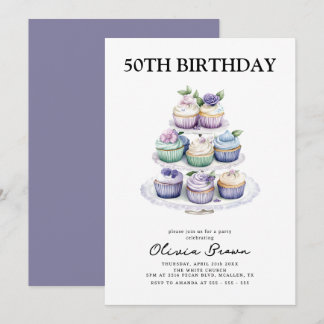 Invitation Cupcake Tea Party 50e anniversaire