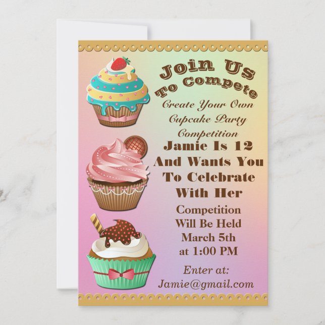 Invitation Cupcake Wars Bake Off Anniversaire Aurora Multi-In (Devant)