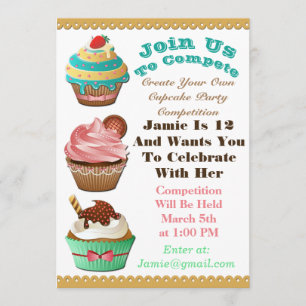 Invitation Cupcake Wars Bake Off Anniversaire Multi Color Inv