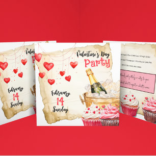 Invitation Cupcakes et Champagne Saint Valentin