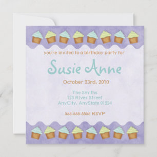 Invitation Cupcakes mou violet