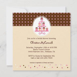 Invitation Cupcakes sur le stand (Brown/crème)