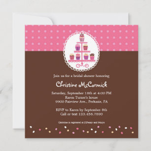 Invitation Cupcakes sur pied (rose / Brown)