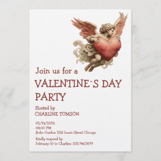 Invitation Cupidon Vintage avec Cœur