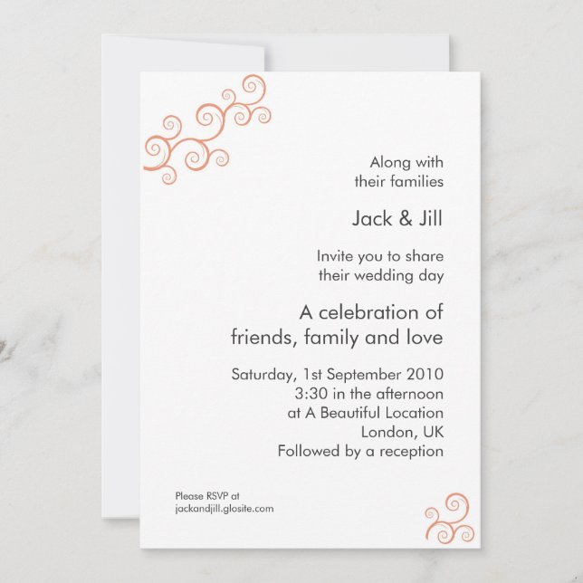 Invitation Curly Q Too (mandarine) 5x7 (Devant)