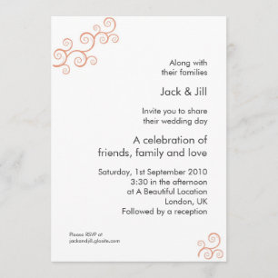 Invitation Curly Q Too (tangerine) 5x7