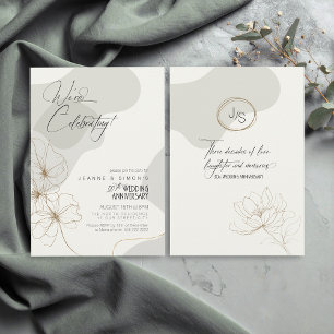 Invitation Cursive Floral 30e Anniversaire Neutres ID1168