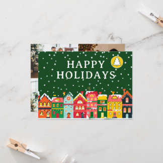 Invitation Custom 5Photo Happy Holiday Cute Colorful Card