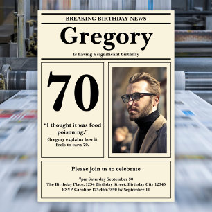 Invitation Custom 70th Birthday Drôle Citation Retro Journal
