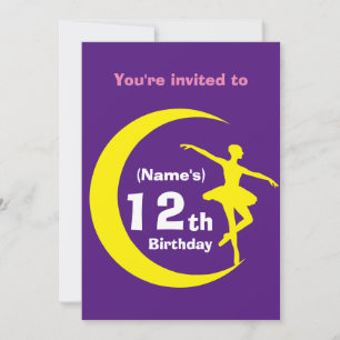 Invitation Custom Ballerina 12th Birthday-add name