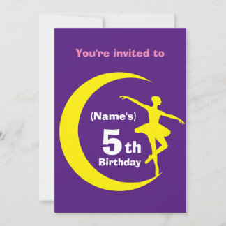 Invitation Custom Ballerina 5th Birthday-add name