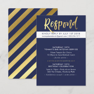 Invitation CUSTOM Bar Mitzvah parti Tommy navy + or