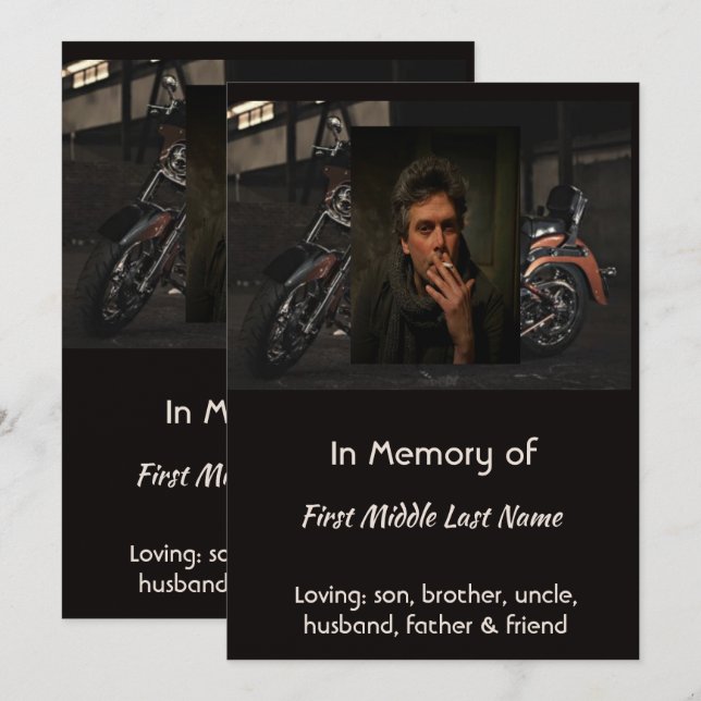 Invitation Custom Celebration of Life Service Invite Biker (Devant / Derrière)