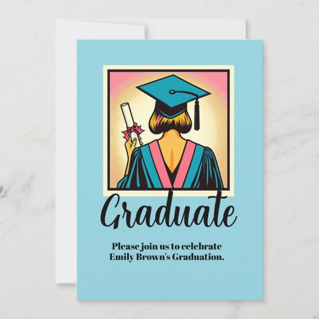 Invitation Custom Graduation Party Pop Art (Devant)