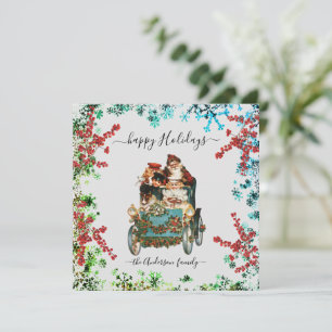 Invitation Custom Happy Holidays Chic Rustic Vintage Ephemera