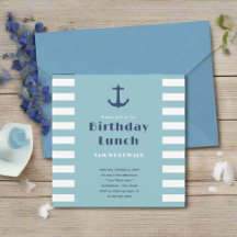 Custom Modern Stripe Nautique Anniversaire Déjeune