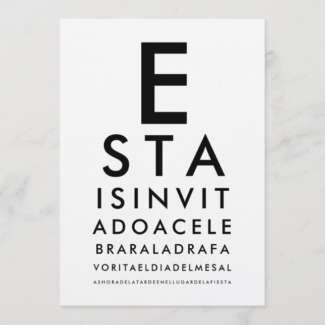Invitation Custom Ophthalmology Optometry Eye Chart (Devant)