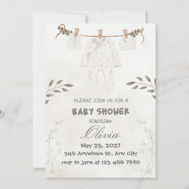 Invitation Custom Personalize Cute Baby Shower (Devant)