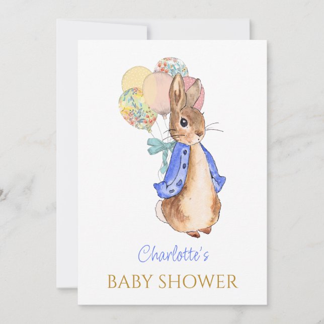 Invitation Custom Pierre le Baby shower lapin (Devant)