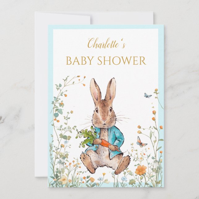 Invitation Custom Pierre le Baby shower lapin (Devant)