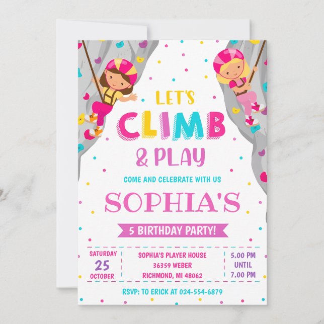 Invitation Custom Rock Girl Climat fête d'anniversaire (Devant)