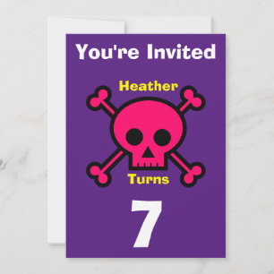 Invitation Custom Skull- Birthday-add name/age