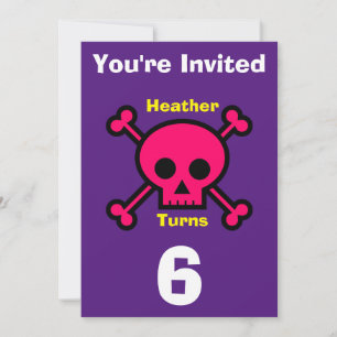 Invitation Custom Skull- Birthday-add name/age