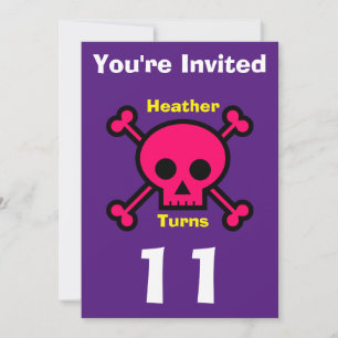 Invitation Custom Skull- Birthday-add name/age