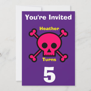 Invitation Custom Skull- Birthday-add name/age
