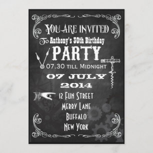 Invitation Custom Steampunk Chalkboard Anniversaire Invitatio