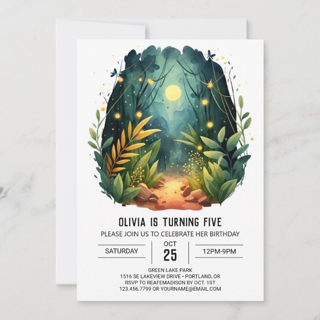 Invitation Custom Tree Adventure Woodland Anniversaire (Devant)